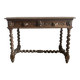 Louis XIII style desk in solid oak with twisted legs.