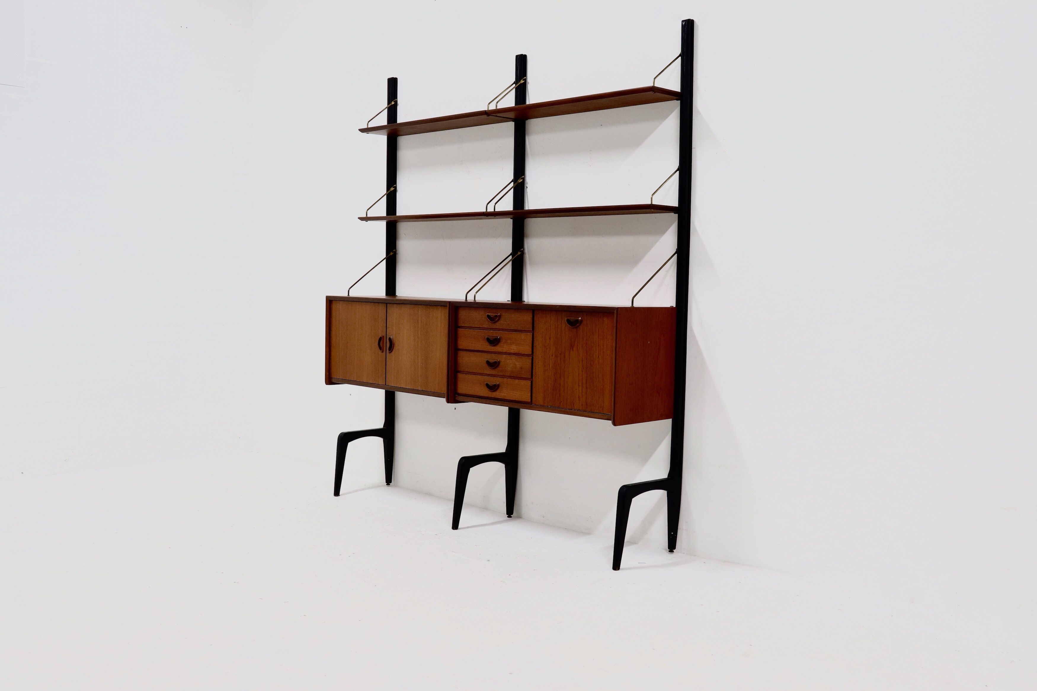 Teak Wall Unit by Louis van Teeffelen for WeBe 1950's