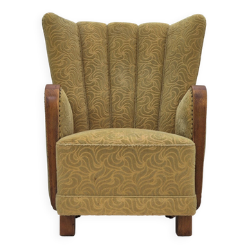 1960s, Danish highback armchair, original condition, cotton/wool.
