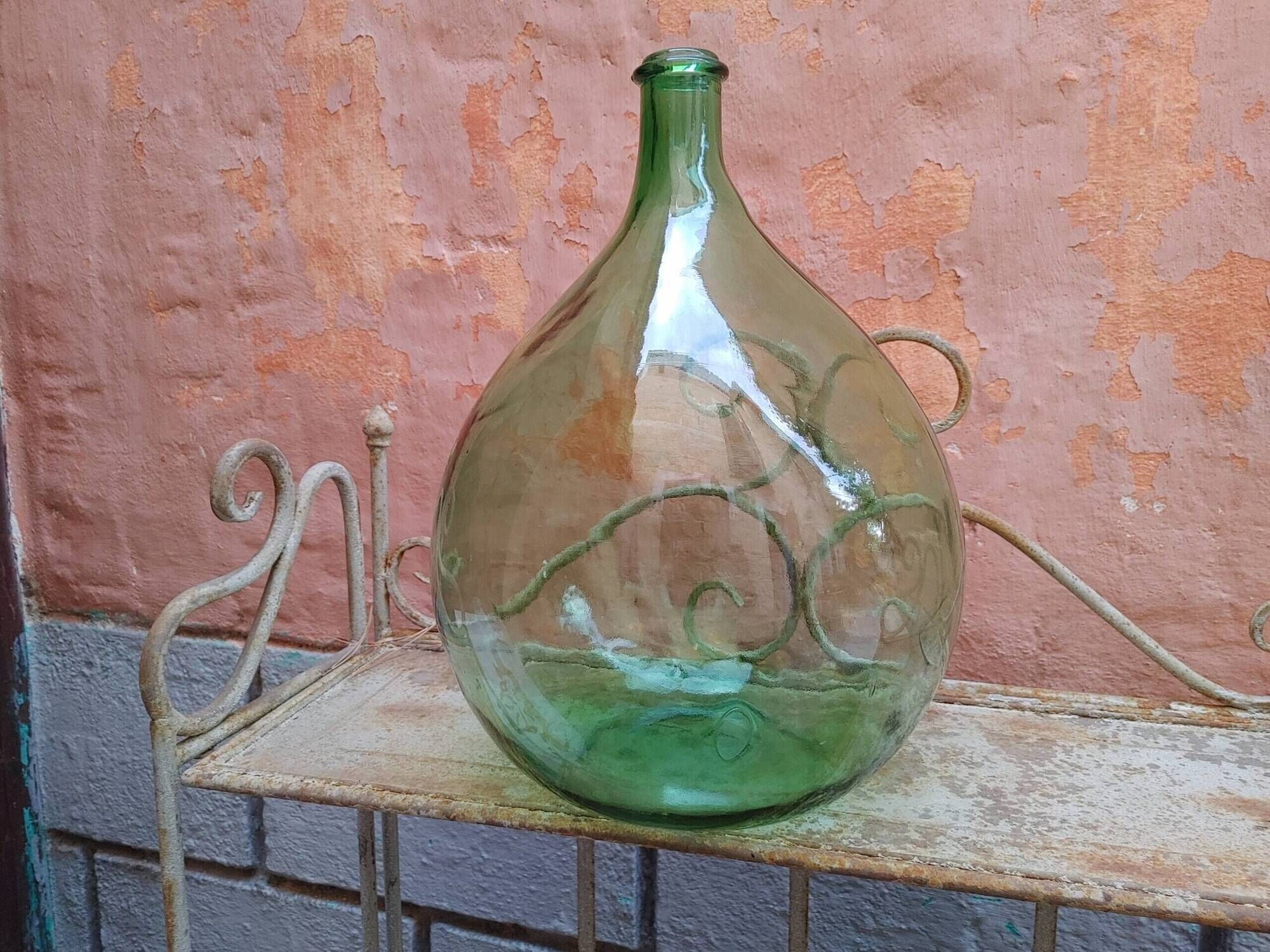 Lady Jeanne old bubbled glass - 15 liters - height 42 cm ( d)