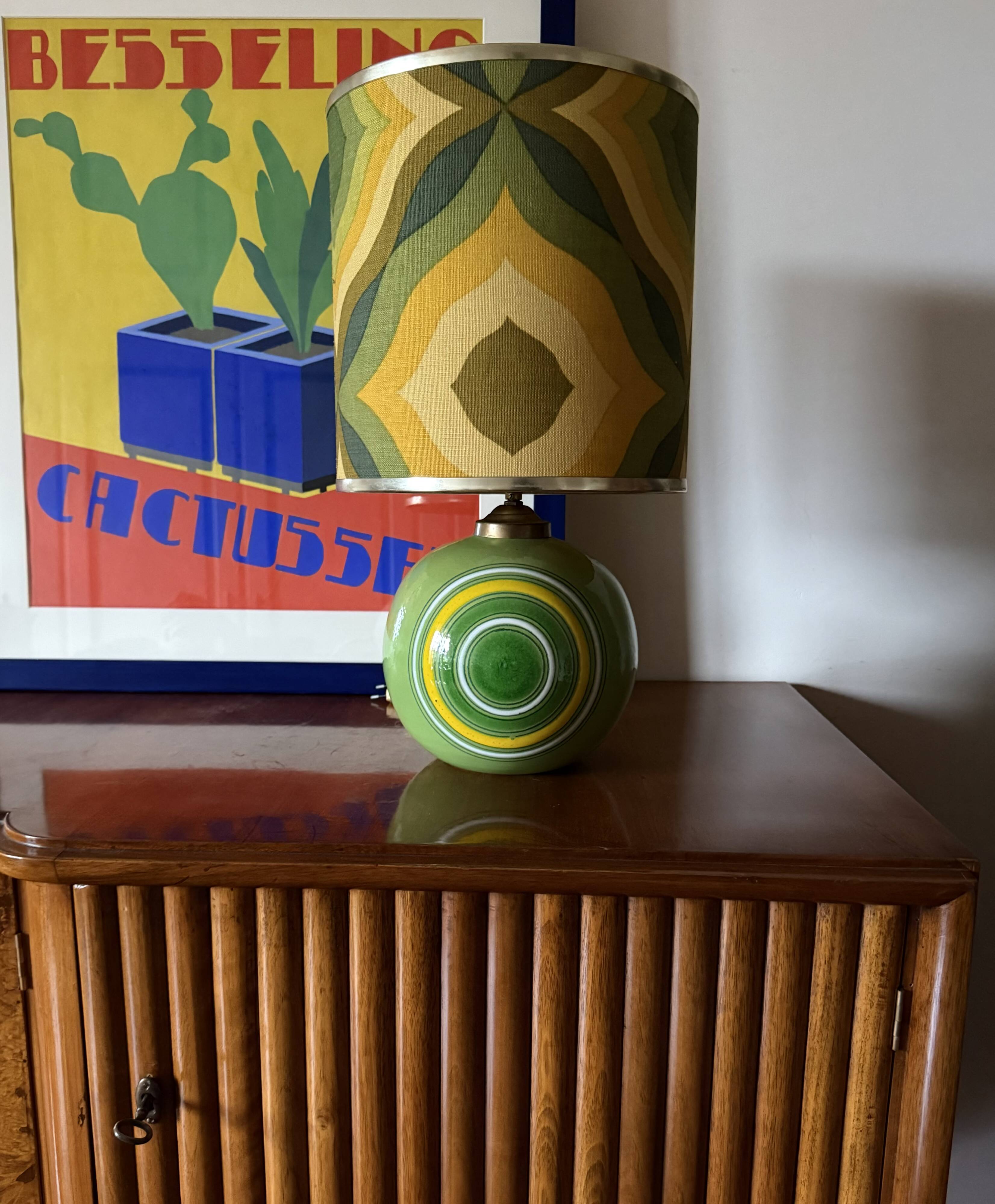 Space Age green ceramic table lamp, Italy 1960s