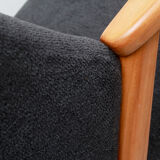 1950s armchair in anthracite velour, completly restored