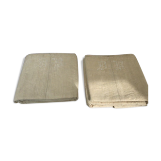 Pair of hemp sheets marked DB