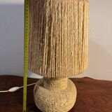 Recomposed stone lamp with rope shade