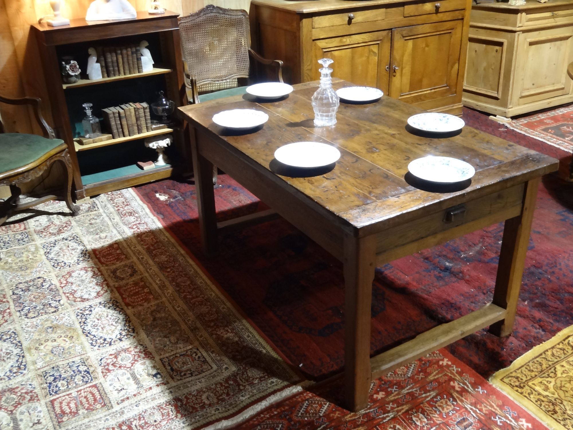Nineteenth century farmhouse table in natural oak wood 140 x 90 cm