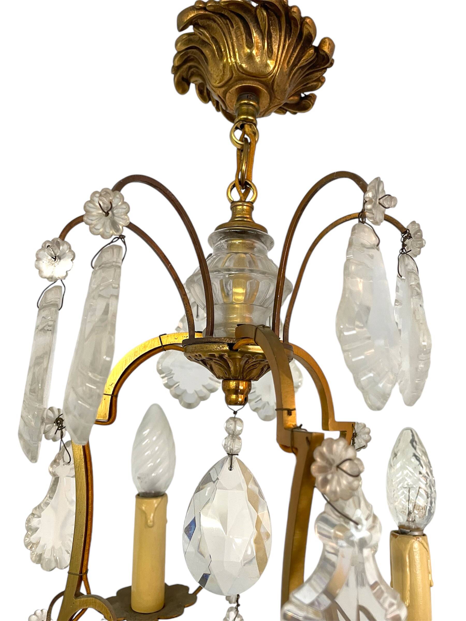 Set of 2 bronze chandeliers with tassels (crystal)