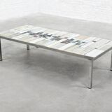 Brutalist Coffee Table by Pia Manu, Ceramic Top, Metal Base, Belgium