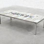 Brutalist Coffee Table by Pia Manu, Ceramic Top, Metal Base, Belgium