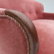 1930s, Danish 2-seater sofa, salmon pink furniture velour, ash wood.