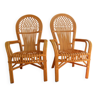 Pair of rattan armchairs