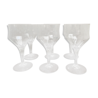 Lot de 6 verres à vin art déco