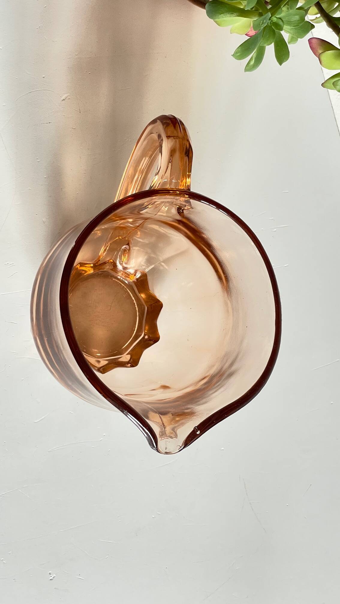 Vintage amber-pink glass pitcher 1 liter