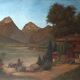 Tableau ancien Lac de montagne animé Signé Lombaere