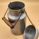 Old aluminum milk jars, wooden handle, lot of 2
