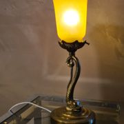 Lamp Dauphin bronze 1920 with tulip signed (Noverdy France) 32x11