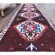 Vintage Pink Geometric Turkish Hand-Knotted Runner 83x375