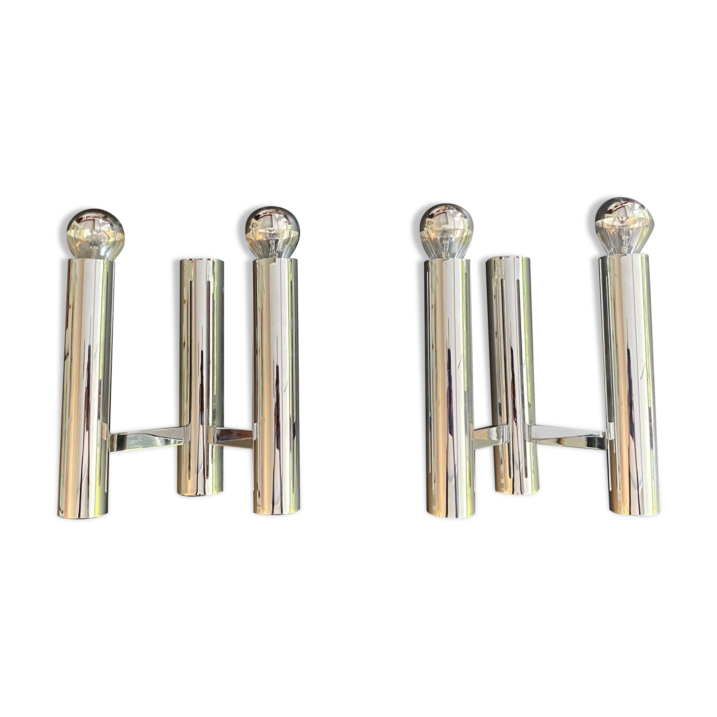 Pair of double wall lamps from Sciolari Italy 1960