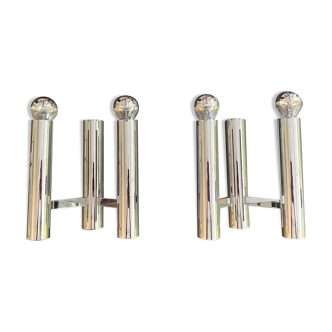 Pair of double wall lamps from Sciolari Italy 1960