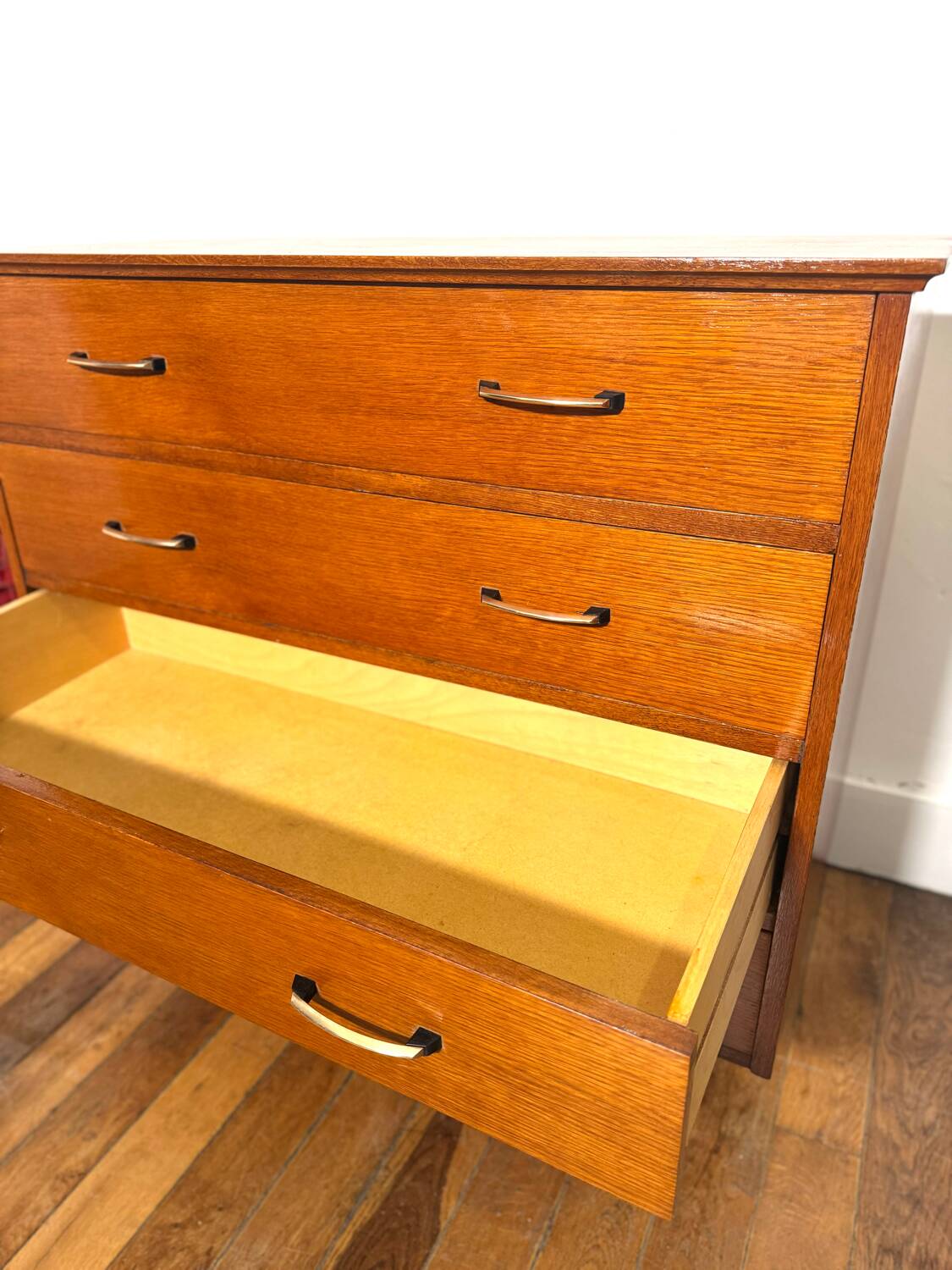 Vintage chest of drawers with gold handles