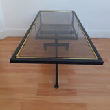 Vintage industrial coffee table metal and glass