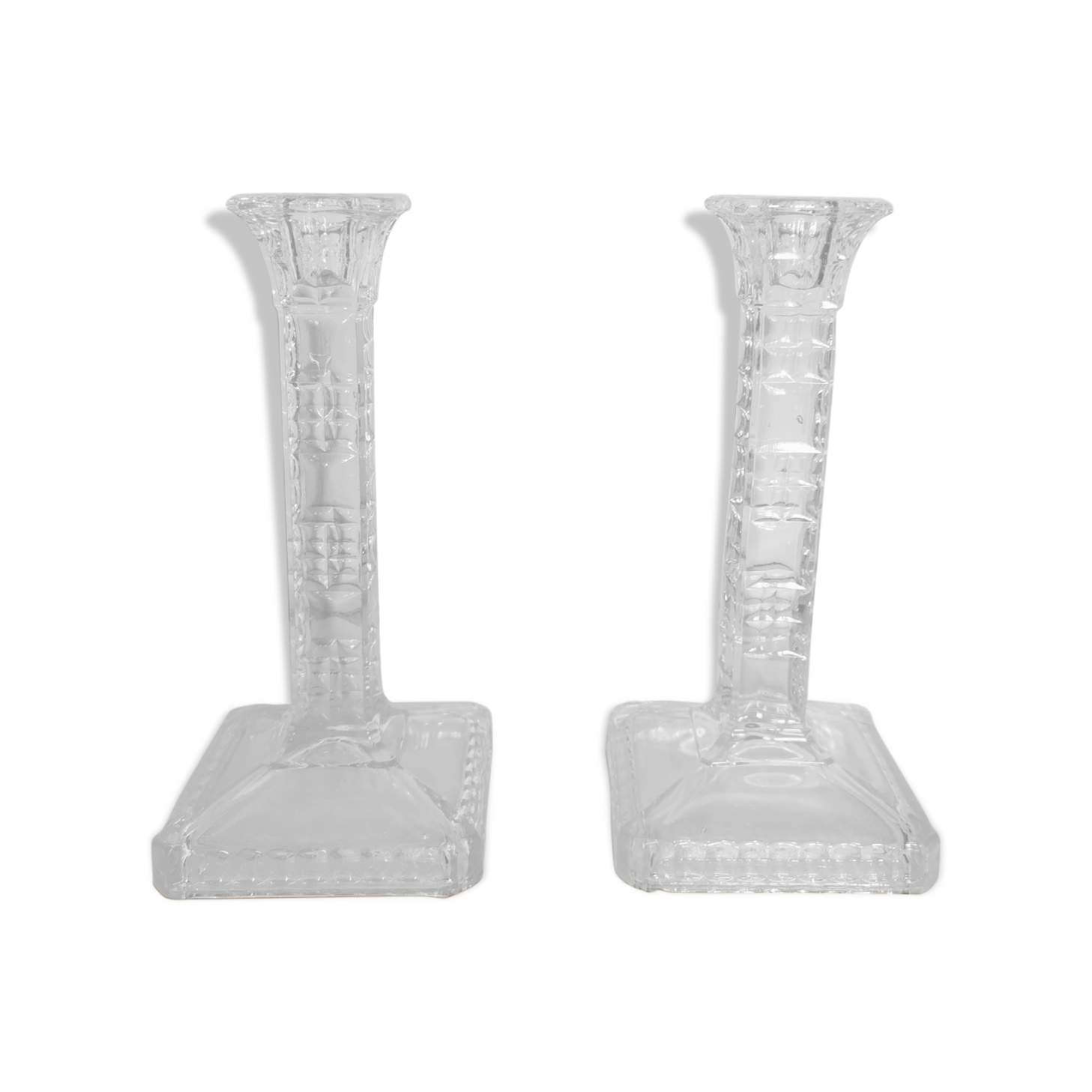 Pair of antique glass candle holders