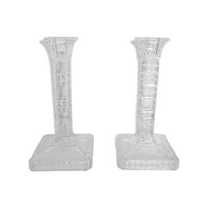 Paire de bougeoirs anciens - verre