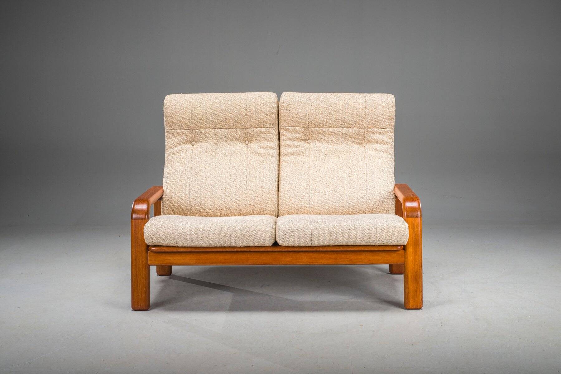 Canapé deux places danois en teck de style moderne du milieu du siècle, années 1960