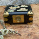 Vintage jewelry box China lacquered wood brass mother-of-pearl