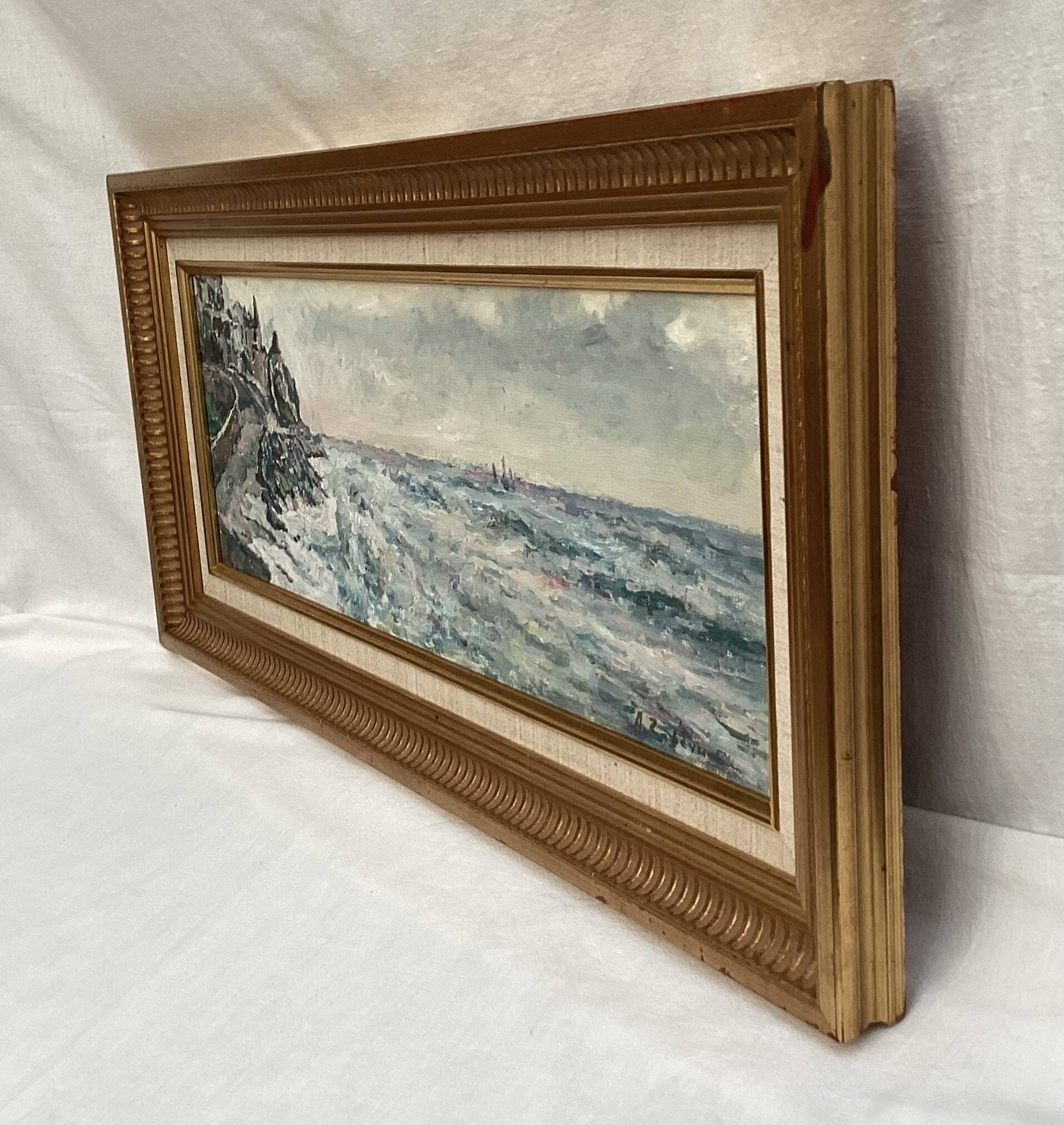 Signed painting Oil on canvas - the storm - dimensions: height -32 cm - width -72 cm -