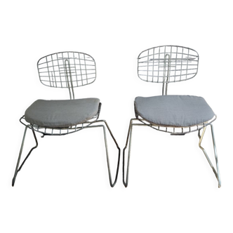 Chaises Beaubourg en acier et tissus de Michel Cadestin et Georges Laurent - 1976