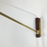 Danish brass and teak wall light, Denmark, 1960s