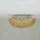 Vintage cast amber glass ceiling lamp spiked pattern for retro furniture from the 50s-60s