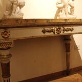 Italian Louis XVI White Lacquer and Giltwood Console with Scagliola Siena Marble Top