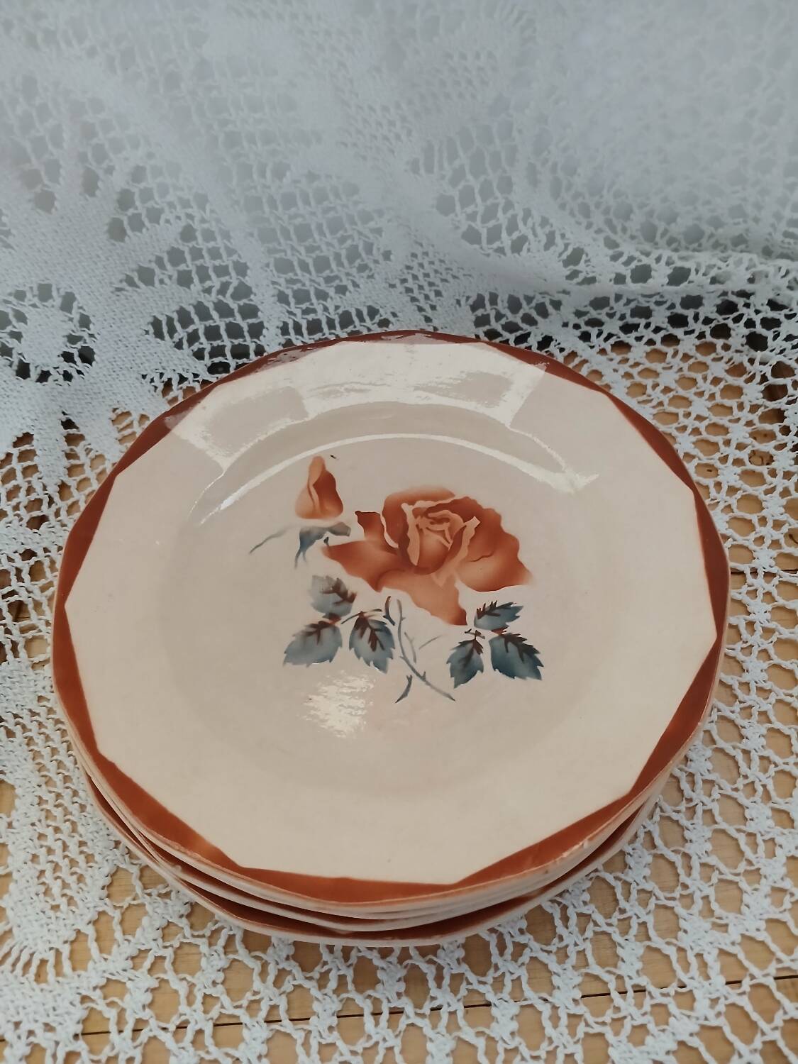 6 Digoin and Sarreguemines dessert plates