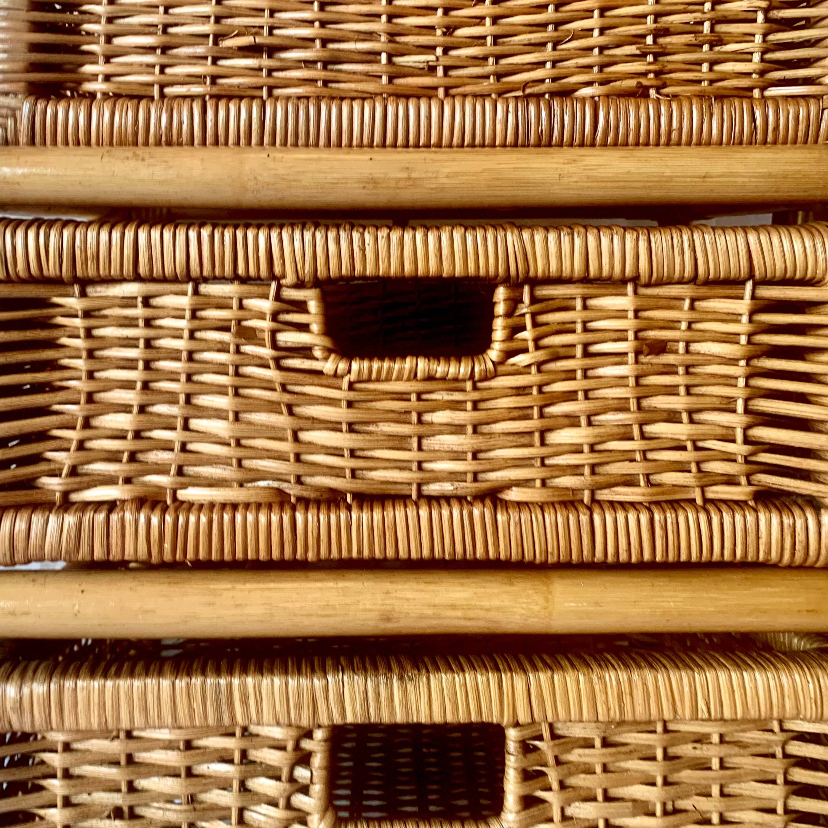 Vintage rattan and bamboo chest of drawers