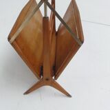 Magazine rack hand painted Birch and brass made in Italy 1950 s