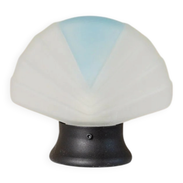 Murano glass shell lamps - light blue and white table lamp - vintage Space Age design from Italy - 1980s