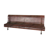 Public bench in wooden slats and cast iron legs