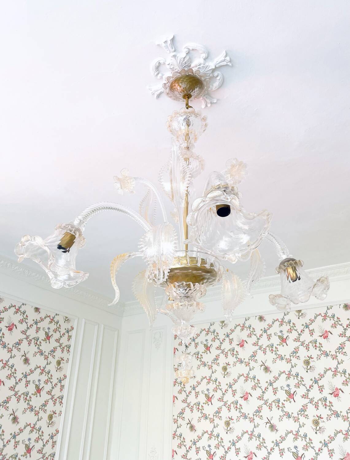 Grand lustre en verre de Murano – 5 bras tulipe