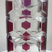 Luminarc vase with burgundy geometric patterns, France 1970