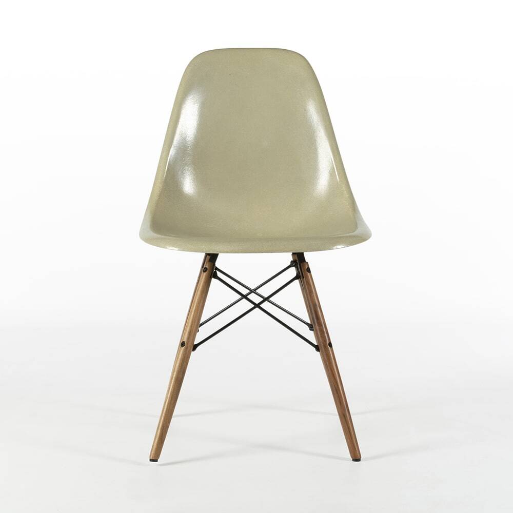 Chaise à coque latérale Eames DSW originale vintage gris jaune Vitra