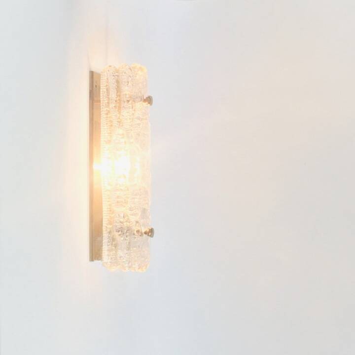 Mid Century Scandinavian Glass & Brass Wall Light by Carl Fagerlund, 1960s