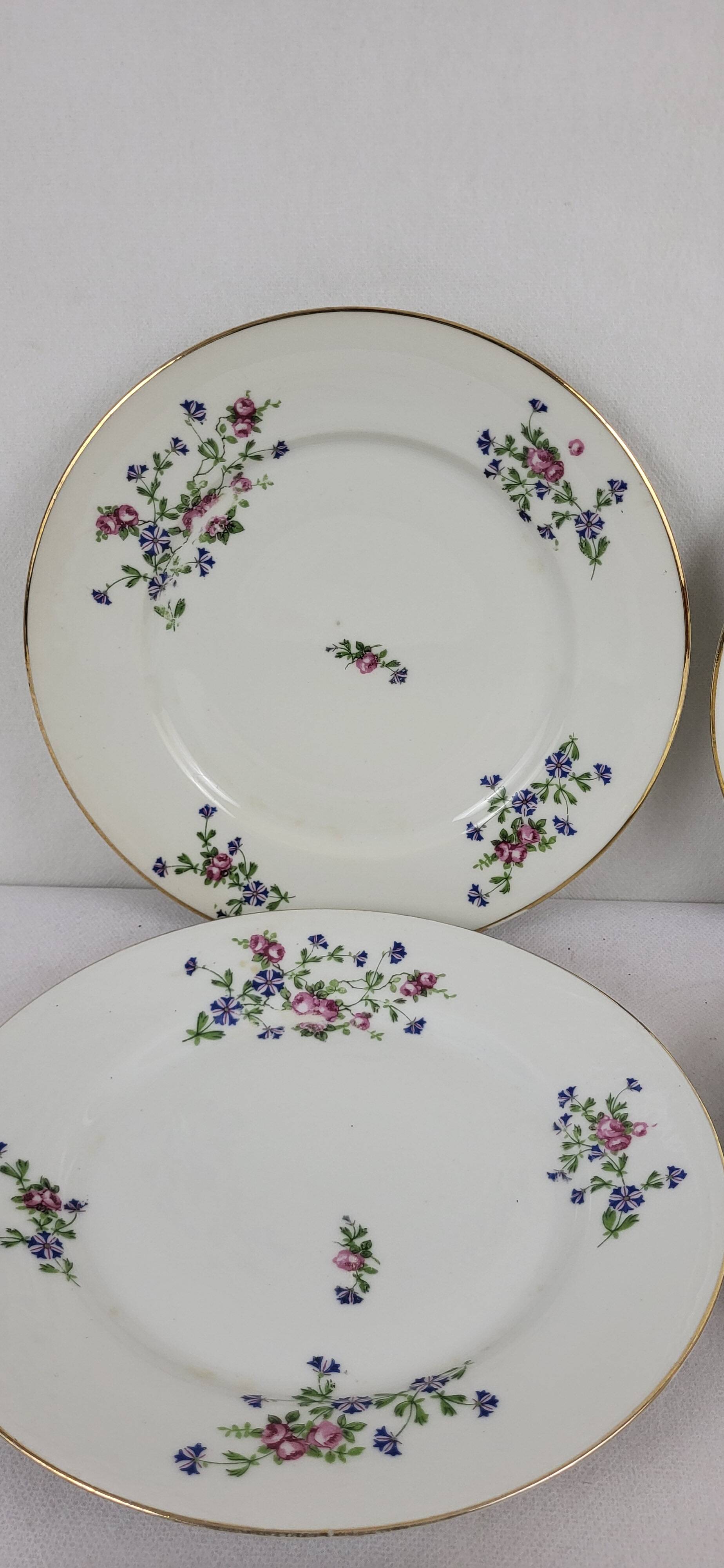 6 flat plates with cornflower decoration
