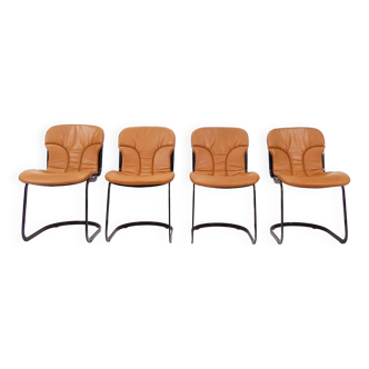 Chaises Willy Rizzo pour Cidue Italie - cuir