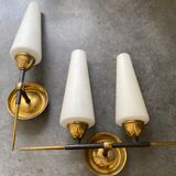 Brass and opaline wall lamp 1950/60