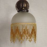 French Vintage Bronze Effect Single Wall Light Opaque Beaded Glass Shade