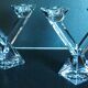 Pair of candlesticks, candelabra, crystal signed Villeroy & Boch, design and chic