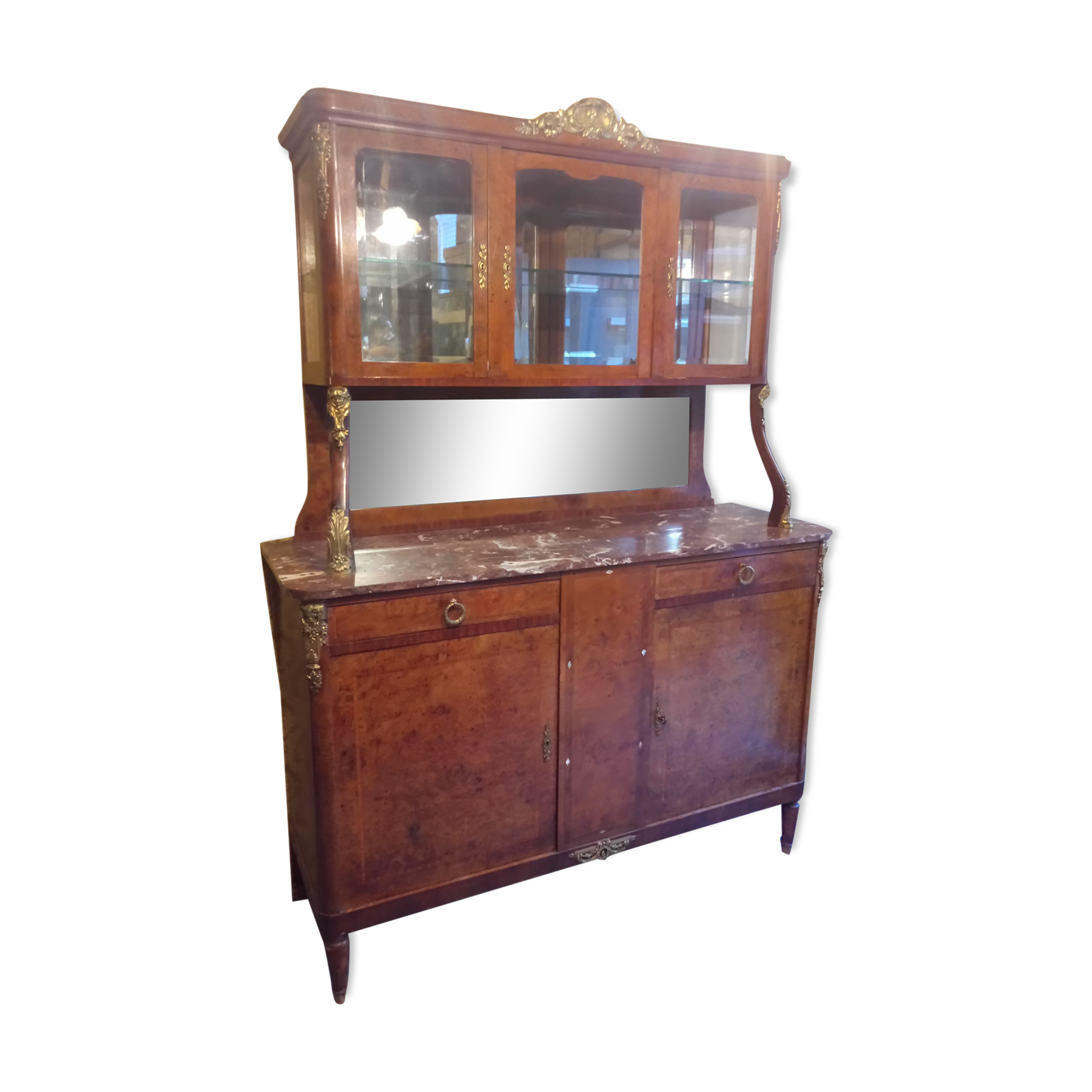 Buffet in bronze and marquetry 19th