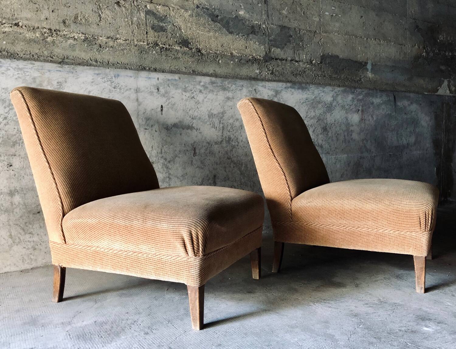 Armchair in wood and beige fabric, France 1940