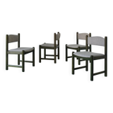 4 green carved wooden chairs | Scandinavia | 1960s